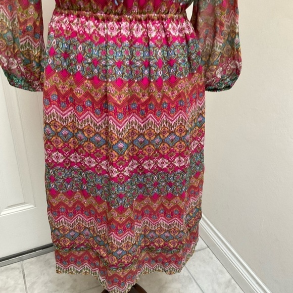 Diane Von Furstenberg 100% Silk Dress Parry Multi-Floral Peasant Smock Size 0 - Picture 7 of 16